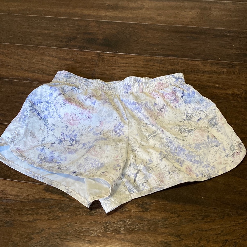 Women’s RBX purple and grey marble athletic shorts